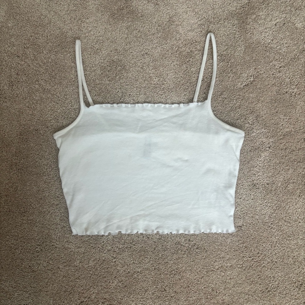 H&M Cropped White Camisole with Spaghetti Straps